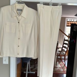 Vintage Liz Claiborne holiday silk winter white pant Set. 14